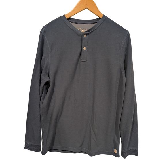 Marine Layer Weekend Sport Waffle Henley Blue Long Sleeve Medium Rugged Outdoors - Picture 1 of 6